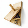 Wood Helmet Holder Wall Mount with Key Hooks